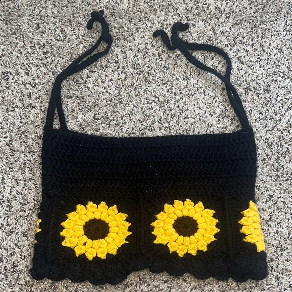 Crochet Sunflower Halter Top